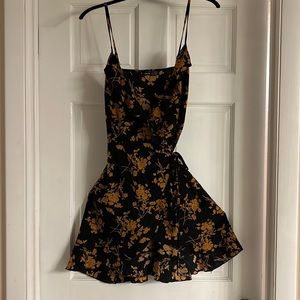 Surplice Wrap Belted Floral Print Cami Dress